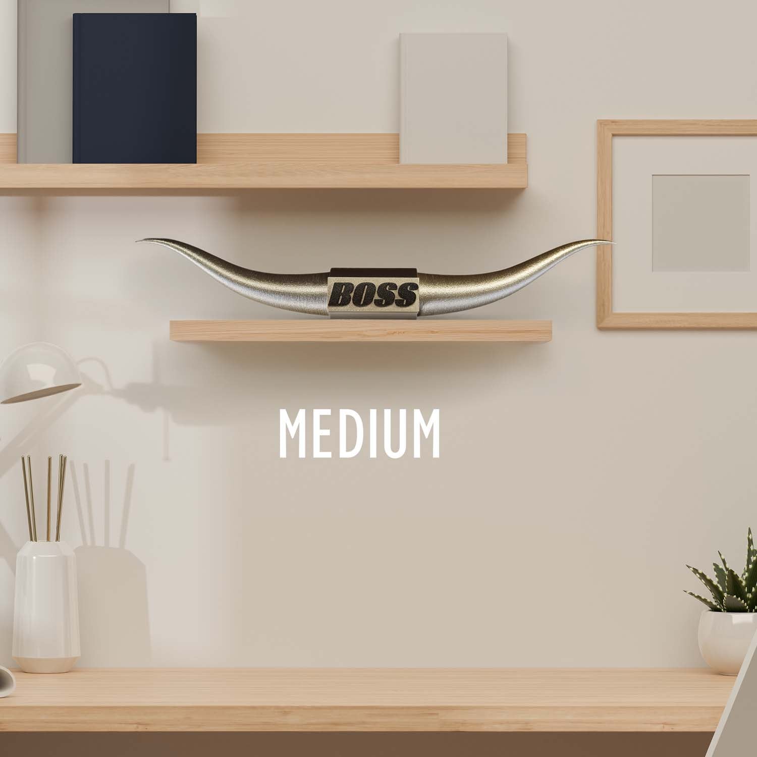 ADG42 The Boss Gold Steer Horns | Home Office