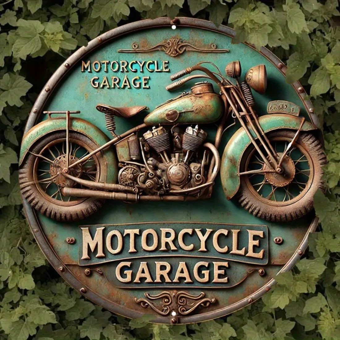 Vintage Round Aluminum Sign - Retro Metal Tin Sign - Motorcycle Rustic Metal Wall Art - For Home, Room Decor